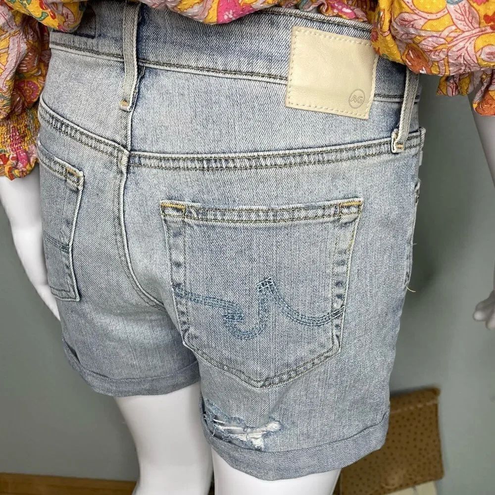 AG Adriano Goldschmied Hailey Ex-Boyfriend Roll-Up Denim Shorts Size 25R